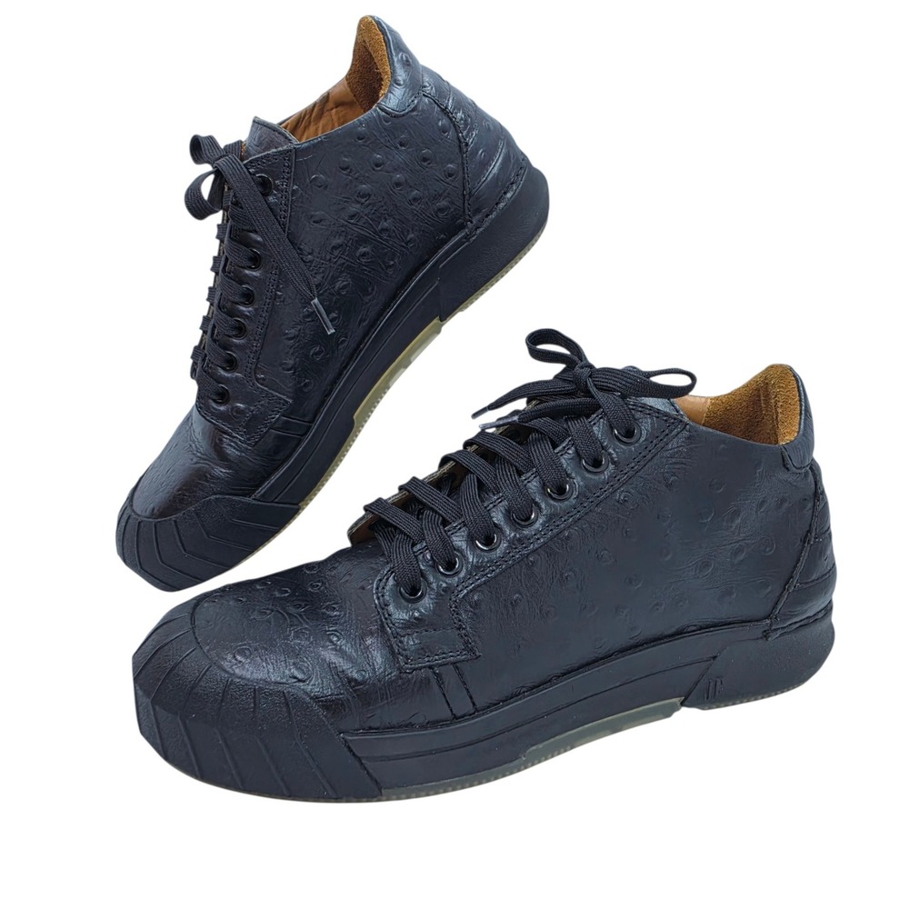 John Fluevog 7th Heaven Magellan Sporty Chukka Black Ostrich Leather W9 M7
